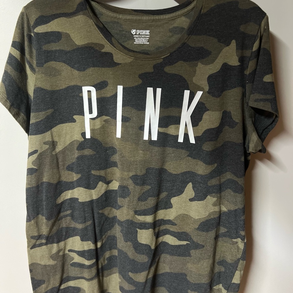 PINK Victoria's Secret Olive Camo Tee